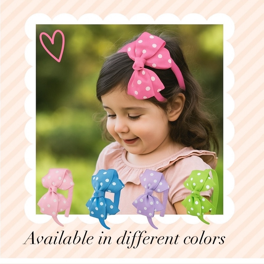 Cute Pink Polka Dot Bow Headband for Girls Hairband Accessories New